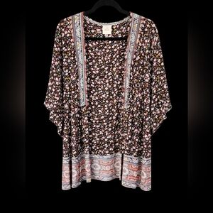 Knox Rose | Floral Boho Quarter Sleeve Kimono | XS